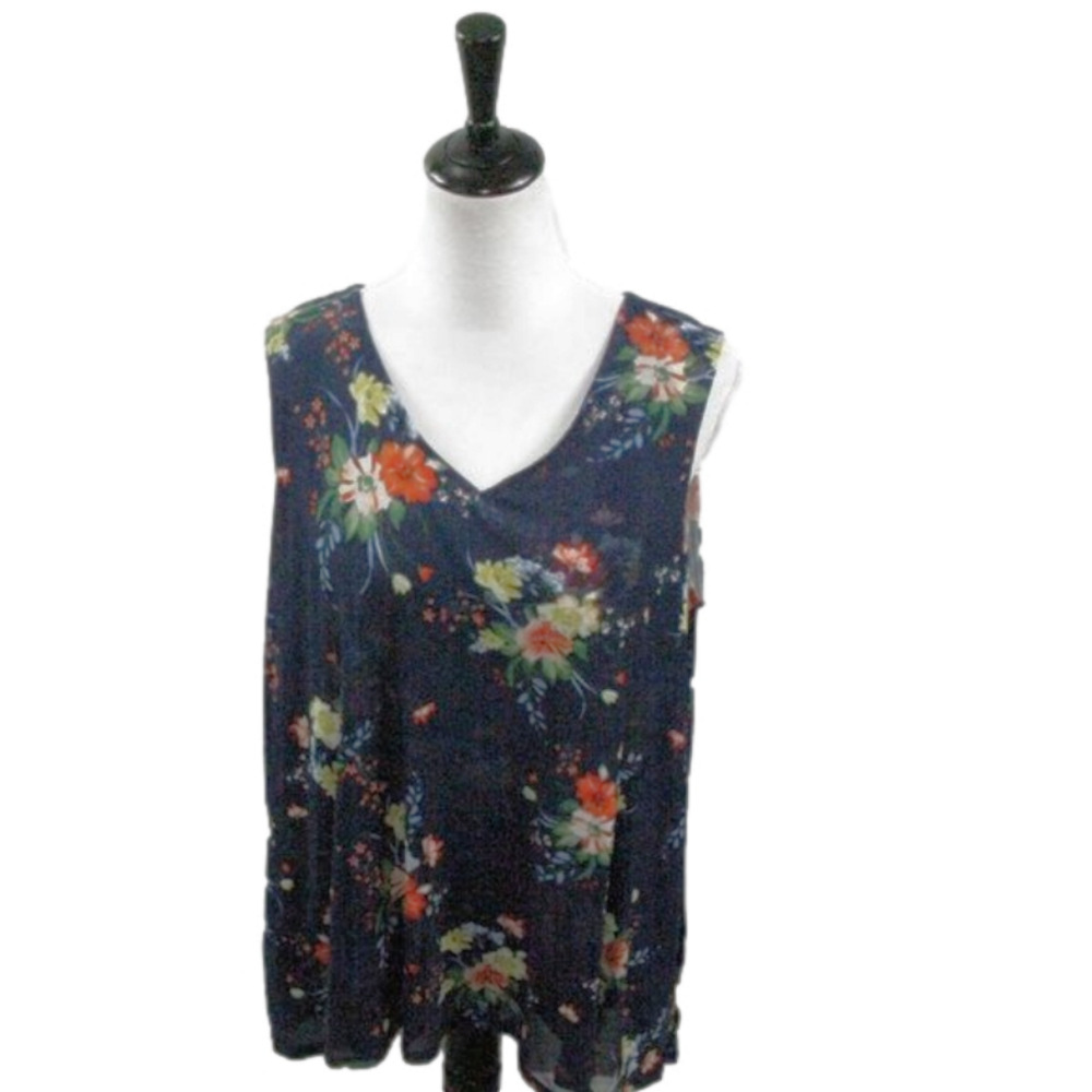 Roz & Ali Lightweight Floral Sleeveless Blouse Size Large